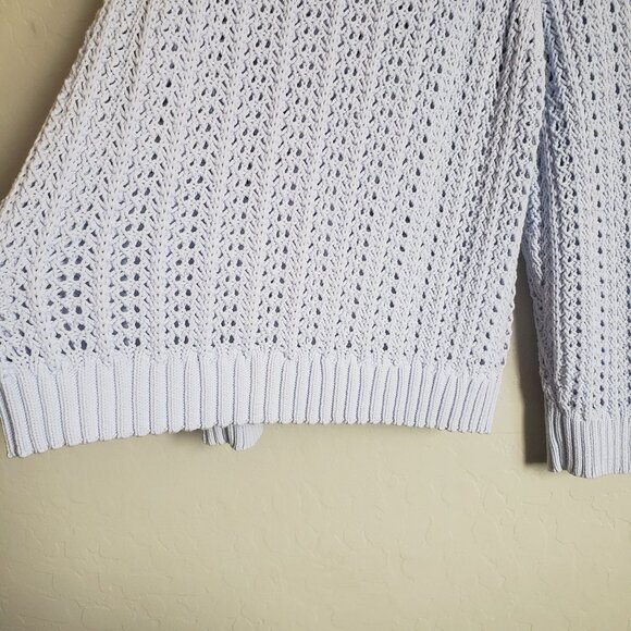 J.Crew Wide Neck Beach Sweater with Pointelle Stitch Light Blue Size Women's 2X - Picture 6 of 10